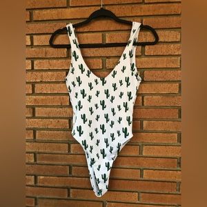 Nasty Gal cacti and bye high-leg swimsuit